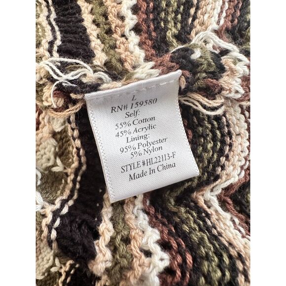 Pink Lily Crochet Knit Multi Color Bell Sleeve Dress size Large Boho Chic Style - Picture 7 of 7